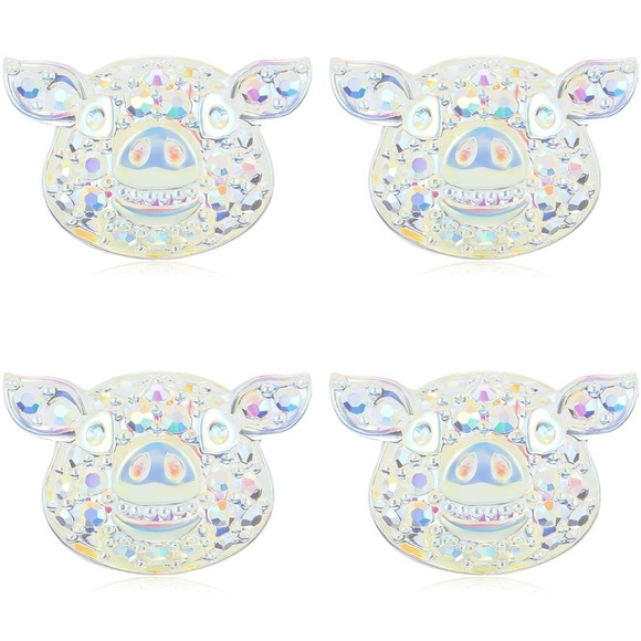 BNWT KMEOSCH 2 Pairs Plastic Bling Pig Head Earrings Studs for Sensitive Ears - Picture 1 of 5